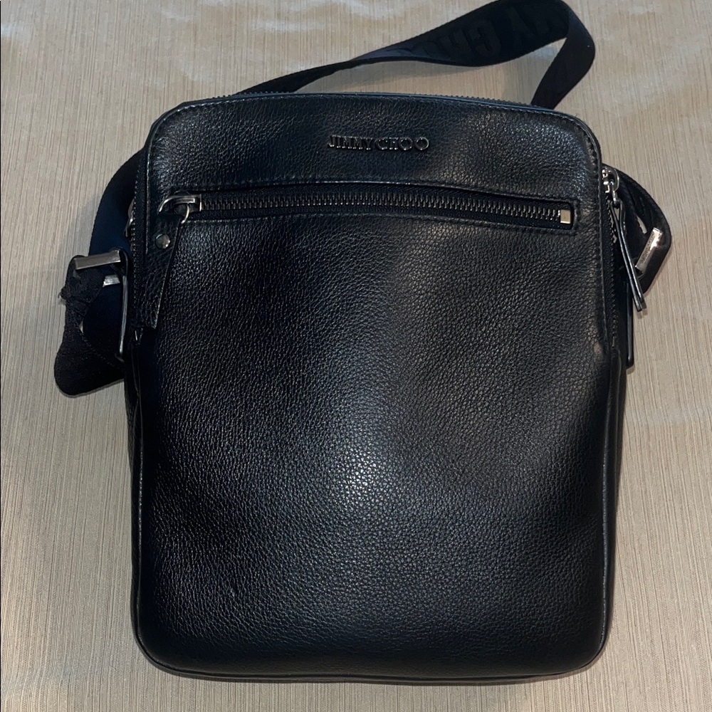 Jimmy Choo Black Leather Messenger Bag